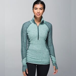 Lululemon Race Your Pace 1/2 Zip Hyper Stripe Heathered Green Size 6